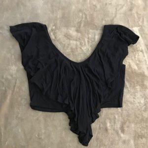 Black Ruffle Dance Crop Top
